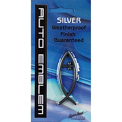 Auto Emblem-Fish with Cross Small