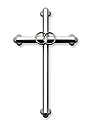 Cross-  8", Silver with Rings