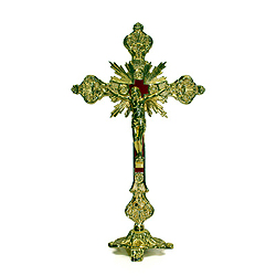 Crucifix-12" Standing, Gold Finish Metal