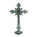 Crucifix-9" Standing, Silver Metal