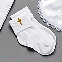 Baptism Socks with Embroidered Cross