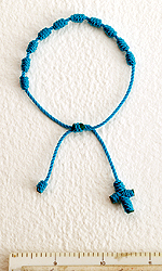 Bracelet-Blue Knotted Cord with Cross