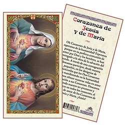 Holy Card-Corazones Jesus/Mari