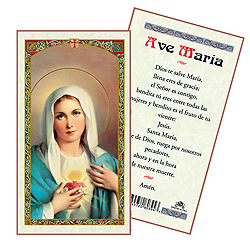 Holy Card-Hail Mary, Spanish / Immaculate Heart of Mary