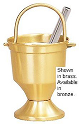 Holy Water Pot & Sprinkler-Satin Bronze