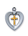 Pendant-Cross With Heart Two-Tone