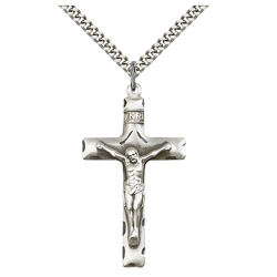 Pendant-Crucifix, Sterling Silver on 24 inch chain, Gift Box