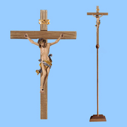 Processional Wood Carved Crucifix